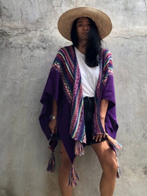 Poncho acrylique femme