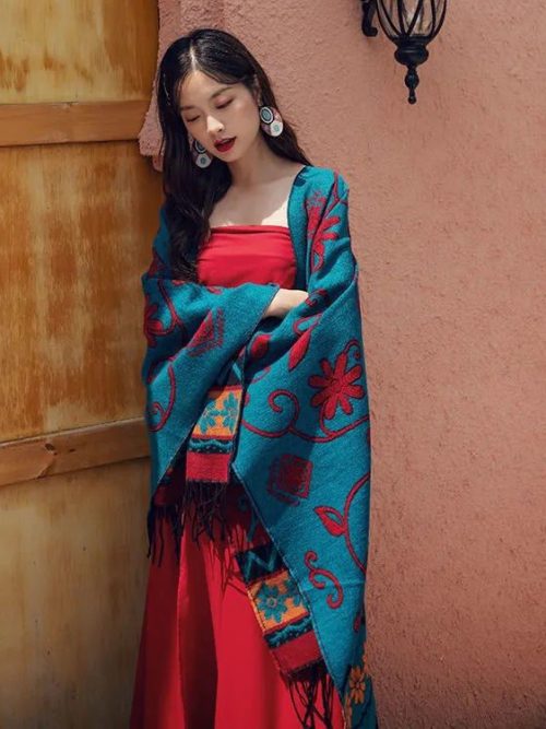 Poncho ethnique femme